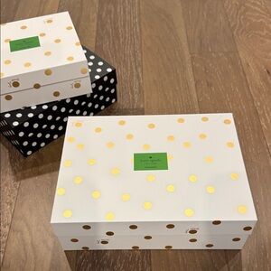 kate spade White Nesting Gift Box with Gold Polka Dots Magnetic Closure